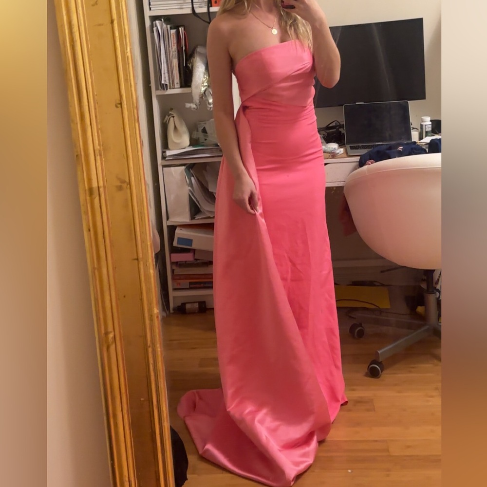 Elegant Pink Strapless Maxi Dress - Picture 4 of 5